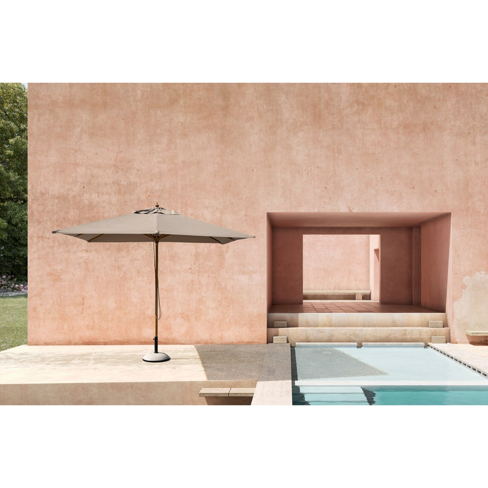 Ombrellone da giardino ECLIPSE in alluminio effetto legno, telo tortora 3x4