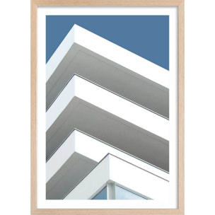 Affiche architecture urbaine balcons sur angle Affiche + cadre en bois - Chêne