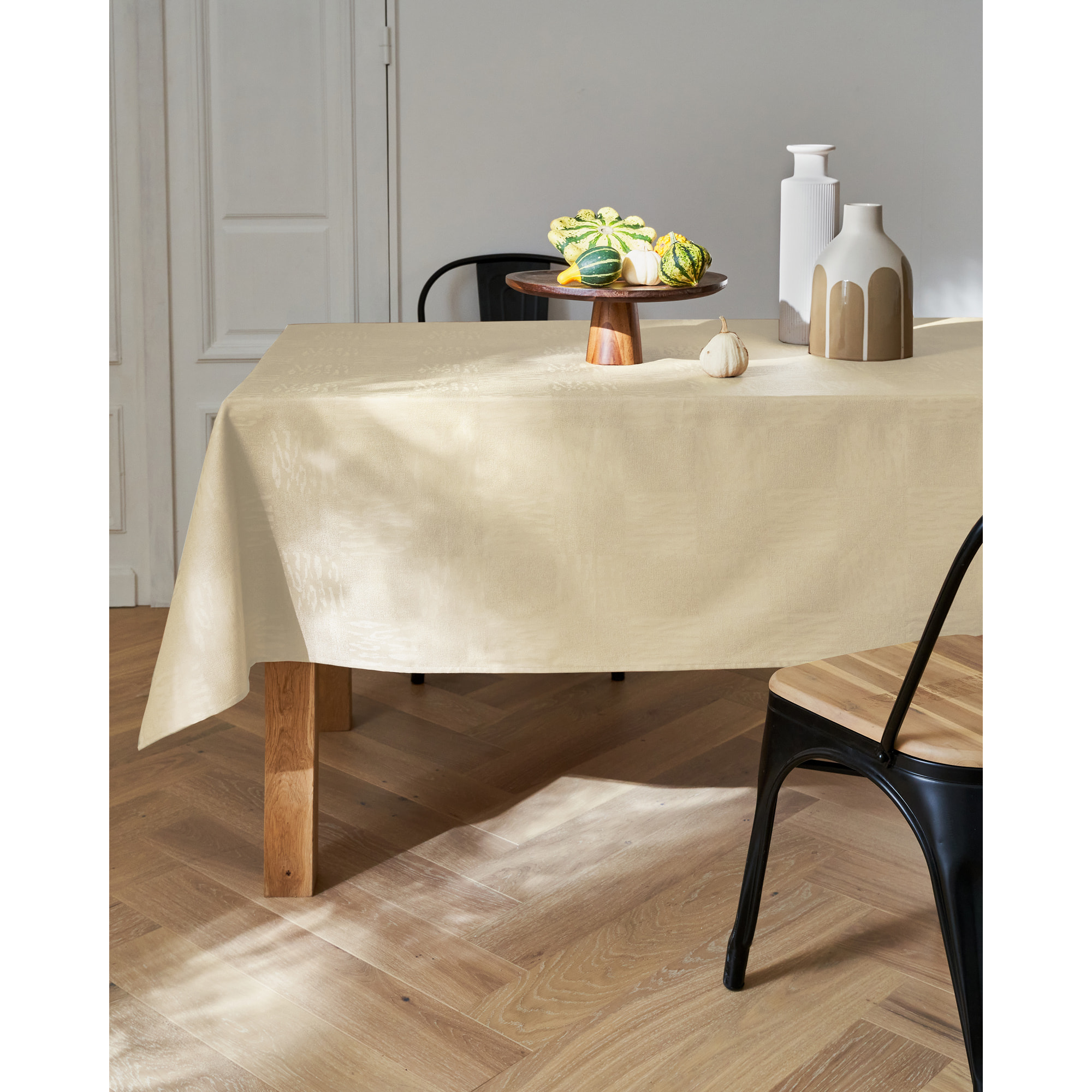 Nappe damassé enduit acrylique SAVANE Beige