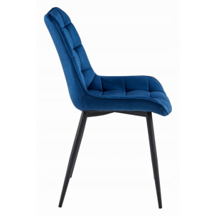 Set di 2 sedie Bera in velluto blu navy con gambe nere