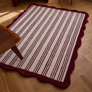 PANTONE - Tapis en laine fait main Rouge D'ORAGE à motif rayure bordeaux