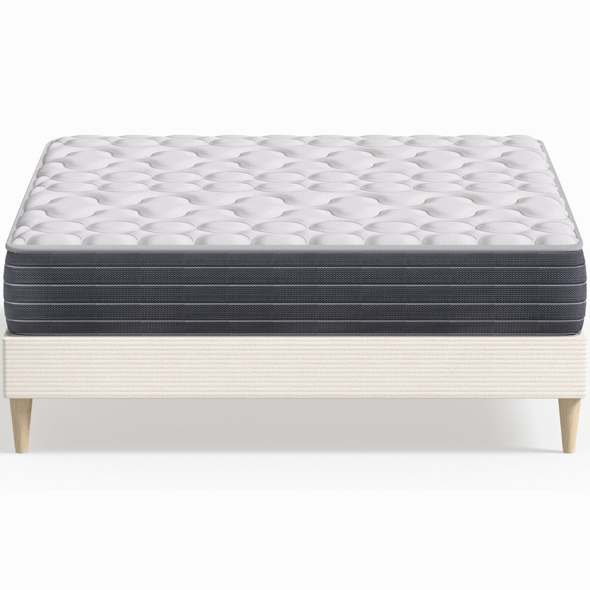 Pack lit en velours côtelé + Matelas mémoire de forme - DINA & MEMO HR
