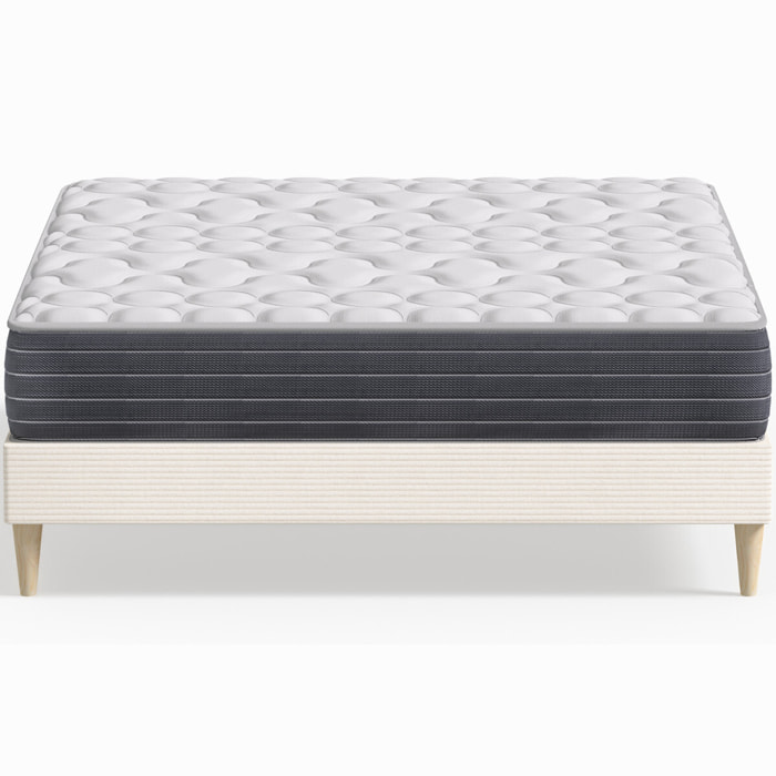 Pack lit en velours côtelé + Matelas mémoire de forme - DINA & MEMO HR
