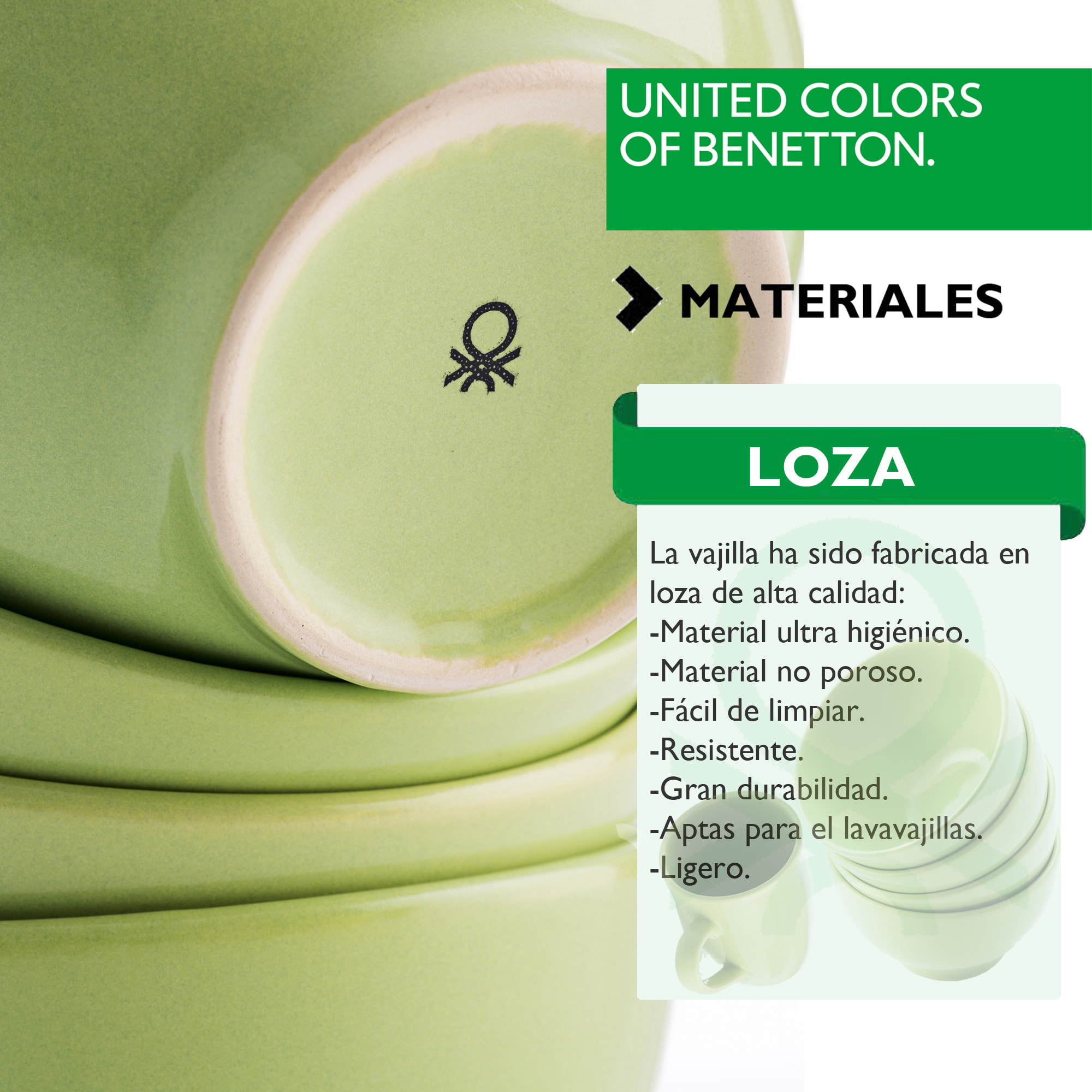 Set 4 tazas  verde  benetton