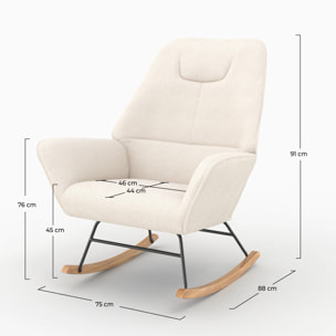 Rocking-chair en tissu bouclé blanc - Shaun