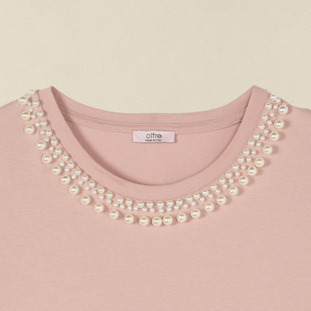 Oltre - Camiseta de algodón con perlas - Rosa
