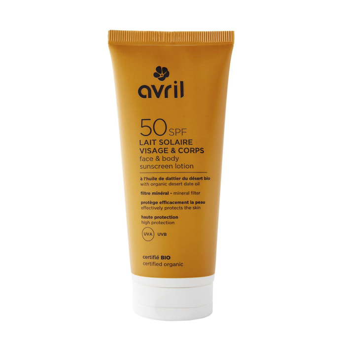 Visage et Corps Certifié Bio - Lait Solaire SPF50 100 ml
