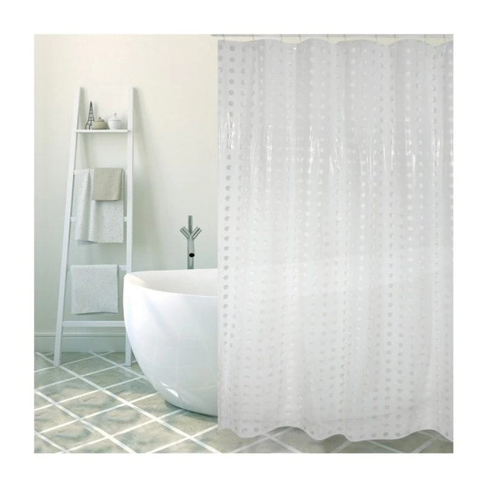 Rideau de douche PVC 180x200cm Blanc - Anneaux inclus MSV
