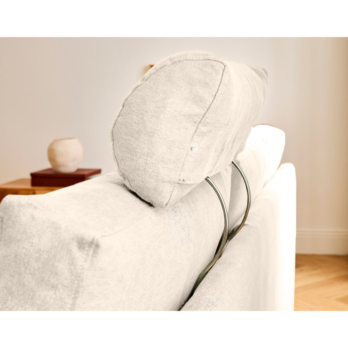 Barrie - canapé d'angle réversible 4 places avec têtière amovible en tissu - Beige