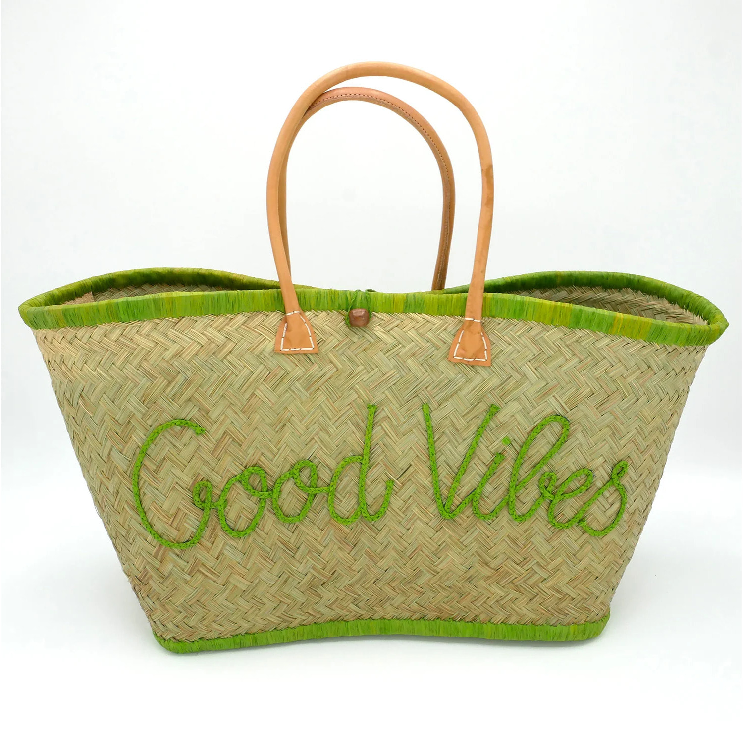 Panier artisanal de Madagascar - Good Vibes GM Vert anis