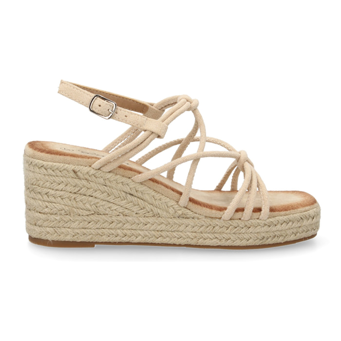 Sandalias de cuña de yute para mujer, comodas y elegantes diseño moderno con tiras cruzadas