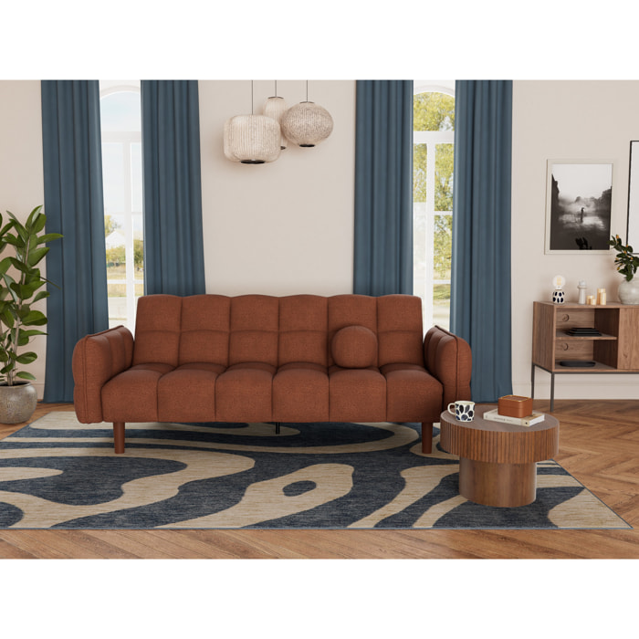 Adam - Canapé convertible clic-clac 2 places bubble en tissu texturé - Terracotta