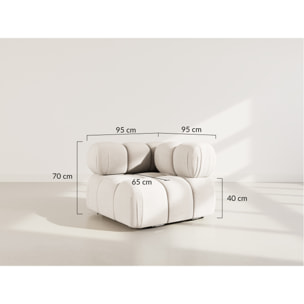 Ruby - module d'assise d'angle droit en velours texturé - Beige