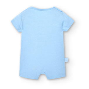 Pelele corto recién nacido, algodón estampado, azul celeste