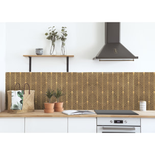 Stickers adhesivos de CERAMIKO - Madera y art-decó dorado 80x210