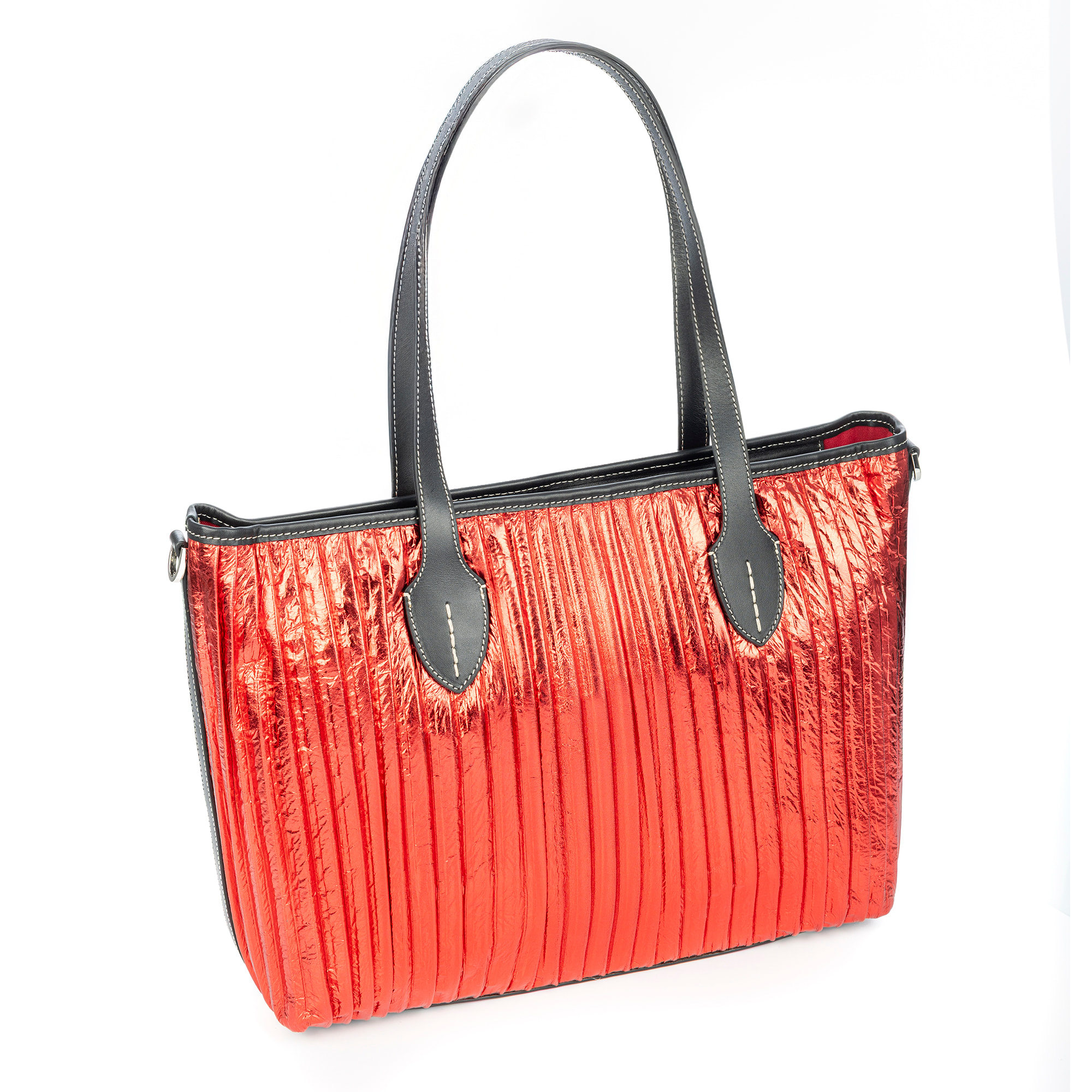 Baceno bolso de hombro mujer. Piel auténtica Napa plegada laminada.