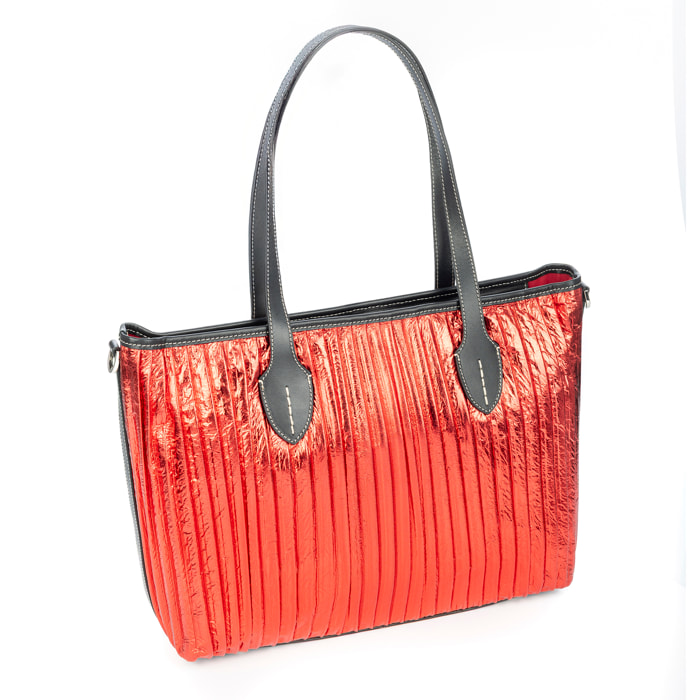 Baceno bolso de hombro mujer. Piel auténtica Napa plegada laminada.