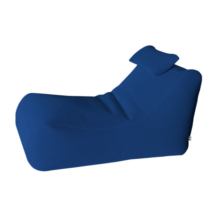Pouf Міhck, Poltrona multiuso, Poltroncina sacco, Pouf poggiapiedi, Made in Italy, 70x120 h65 cm, Blu
