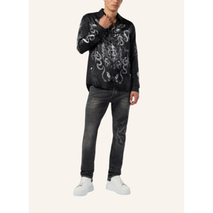 PHILIPP PLEIN Silk Shirt All-Over Tattoo