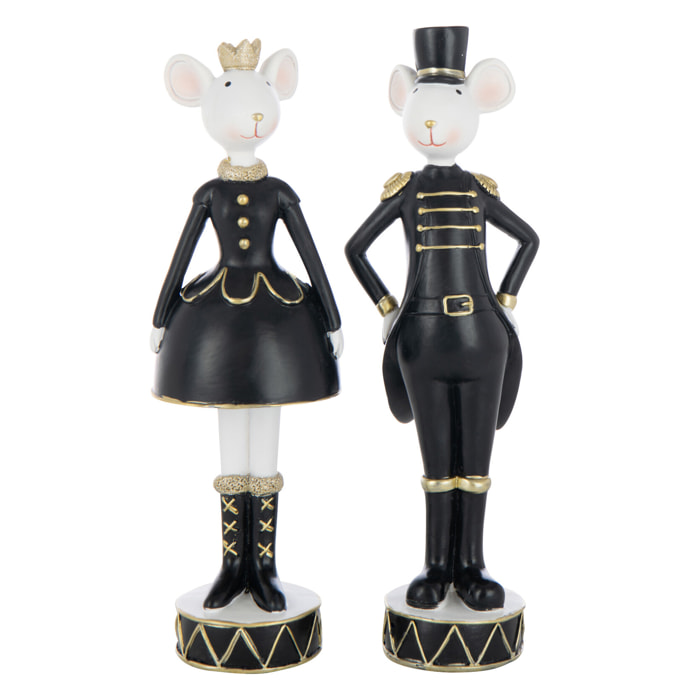 J-Line figurine Souris - polyrésine - mix - large - 2 pièces