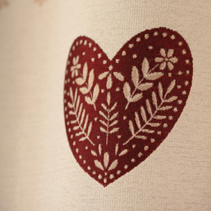Rideau jacquard à œillets avec haut vichy et motifs cœurs - Rouge