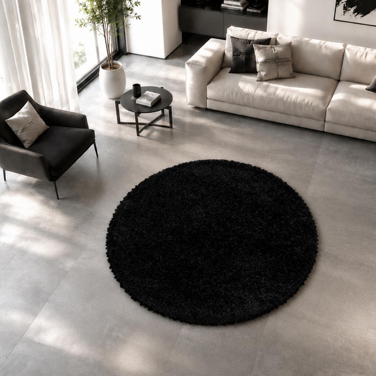 Tapis poils longs shaggy tissé motif uni RIBI