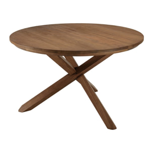 SIXTINE - Table à manger ronde 130x130cm en bois de teck recyclé