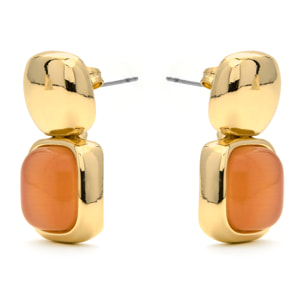 Pendientes con Ojo de Gato Naranja acabado oro 18k