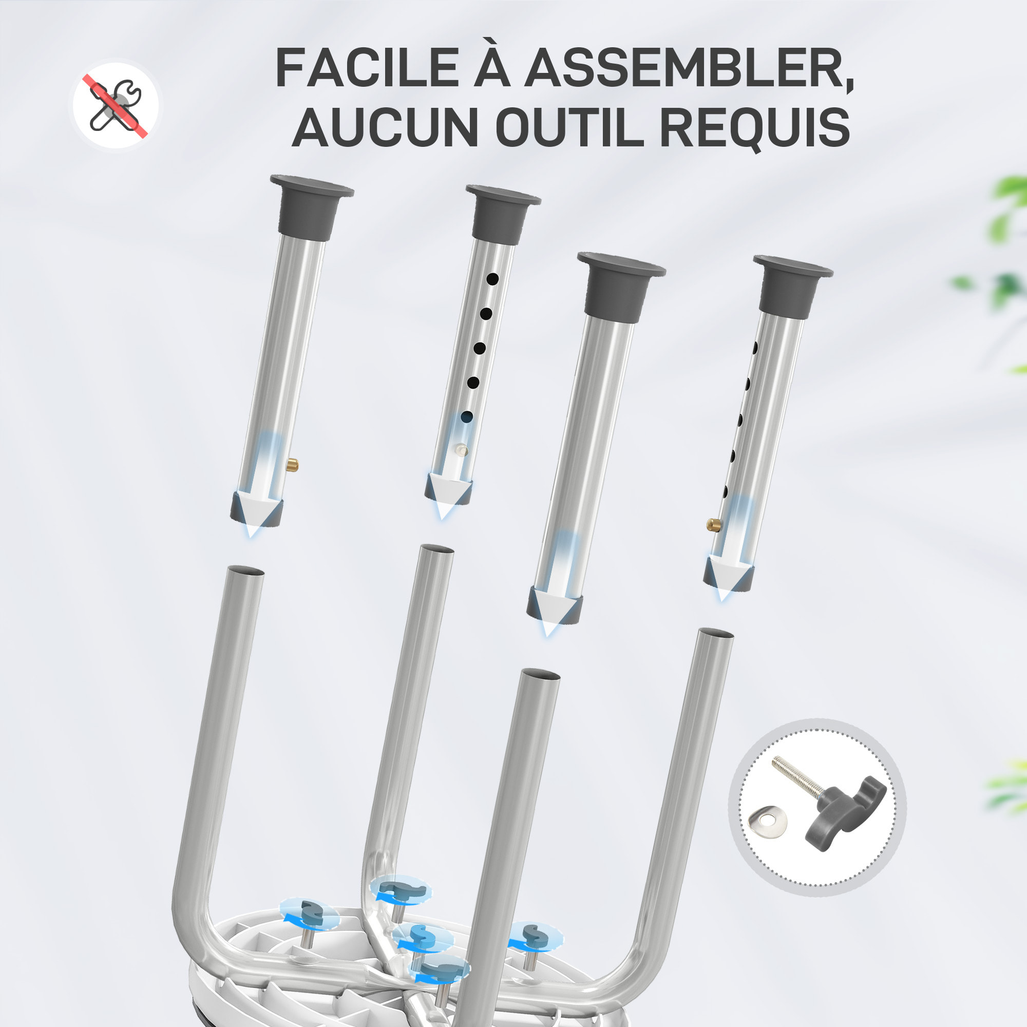 Tabouret de douche siège de douche - hauteur réglable, pivotant 360° - alu PP blanc gris