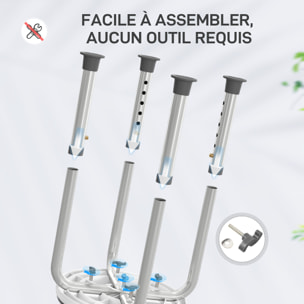 Tabouret de douche siège de douche - hauteur réglable, pivotant 360° - alu PP blanc gris