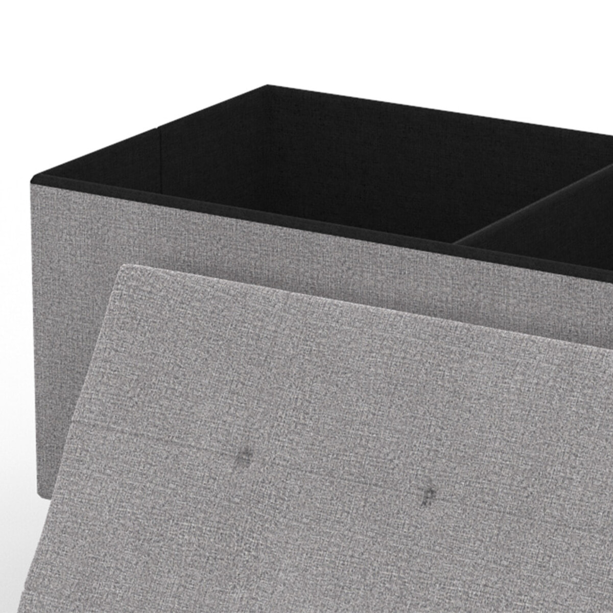 Banc coffre avec pieds noirs Loan en tissu gris 76cm