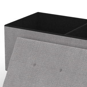 Banc coffre avec pieds noirs Loan en tissu gris 76cm