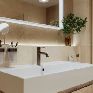 Miroir lumineux rectangulaire l.60 x H.100 cm LED 3 couleurs avec capteur Vision SAT (SATZVIOBLED60100)