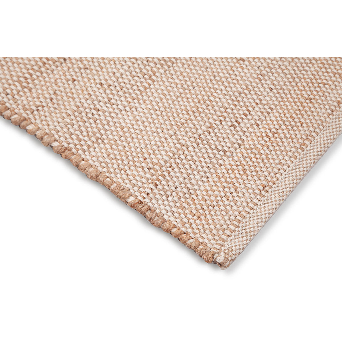 Tapis rectangulaire beige en jute et coton tissés L140 x L200 EFFIA