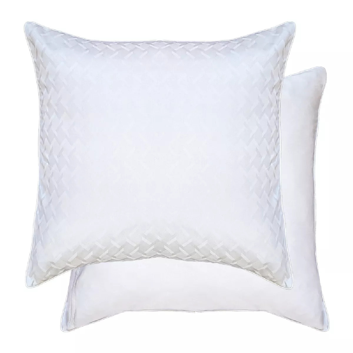 Lot de 2 taies satin de coton motif jacquard blanc Adagio blanc