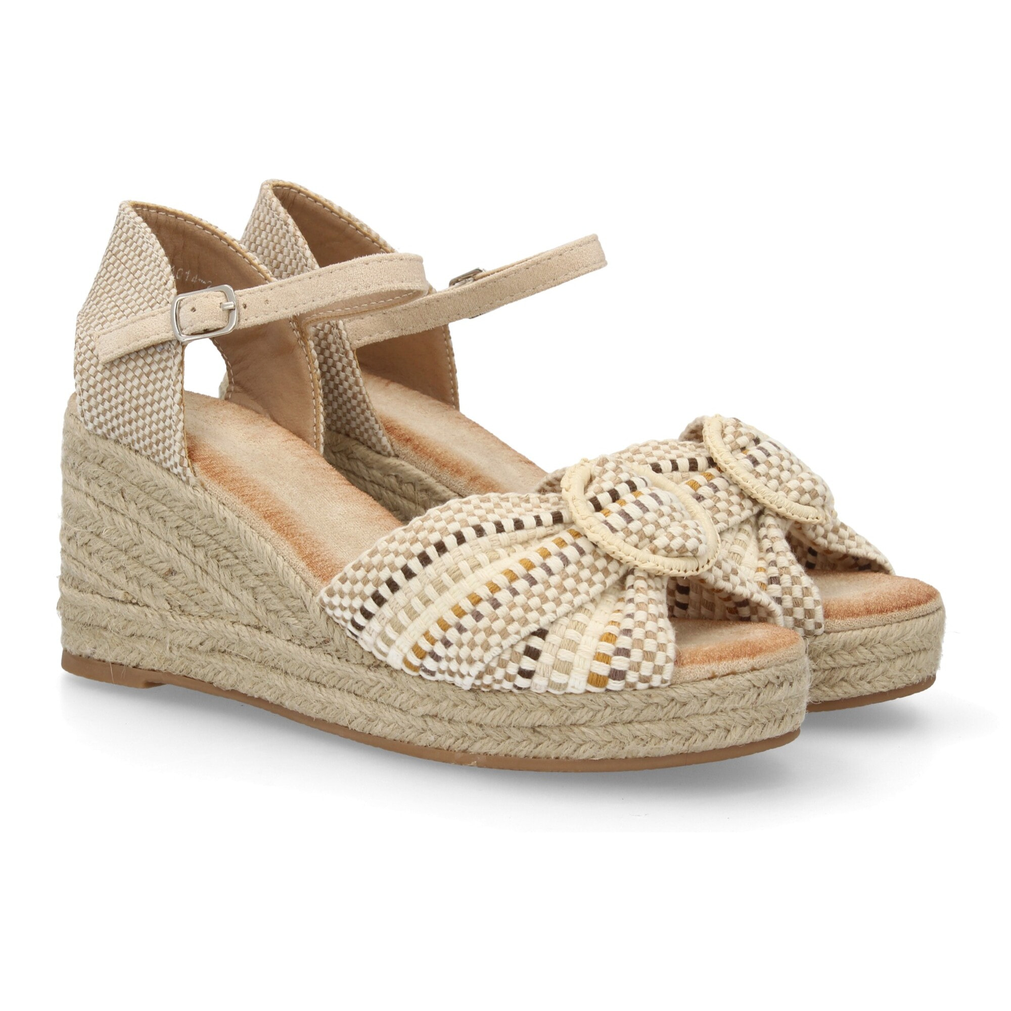 Sandalia cuña esparto lazo mujer