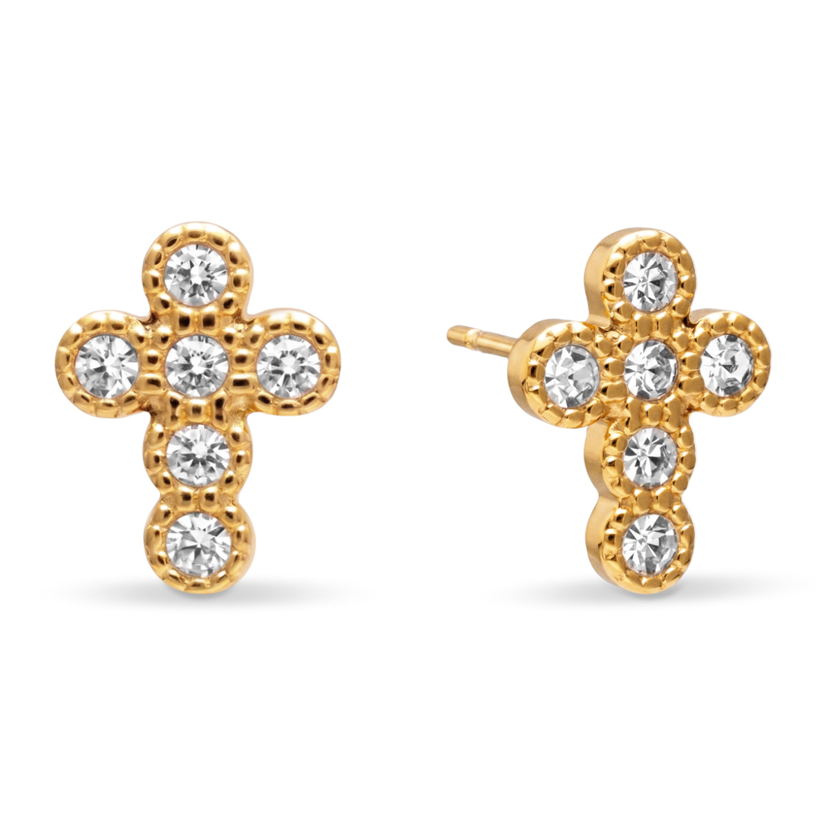 Pendientes Cruz Sparks Acero Baño Oro