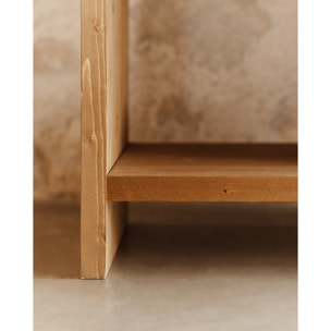 Estantería de madera maciza tono roble medio de 180x140cm Alto: 180 Largo: 140 Ancho: 35