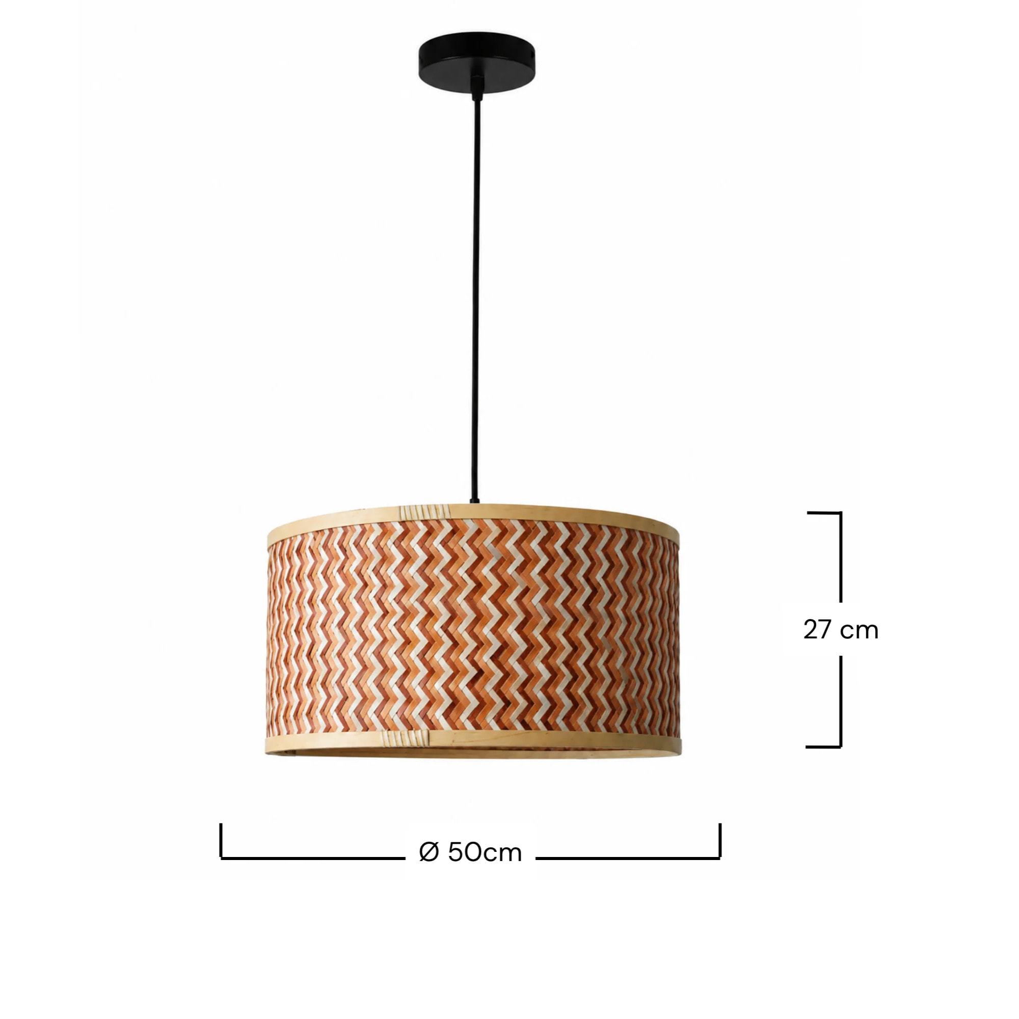 Suspension en bambou tressé crème et marron 50 cm - Phil
