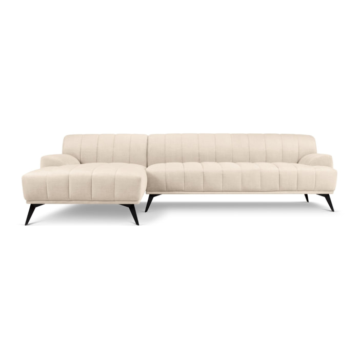 Canapé d'angle gauche "Rita" 5 places en velours beige clair