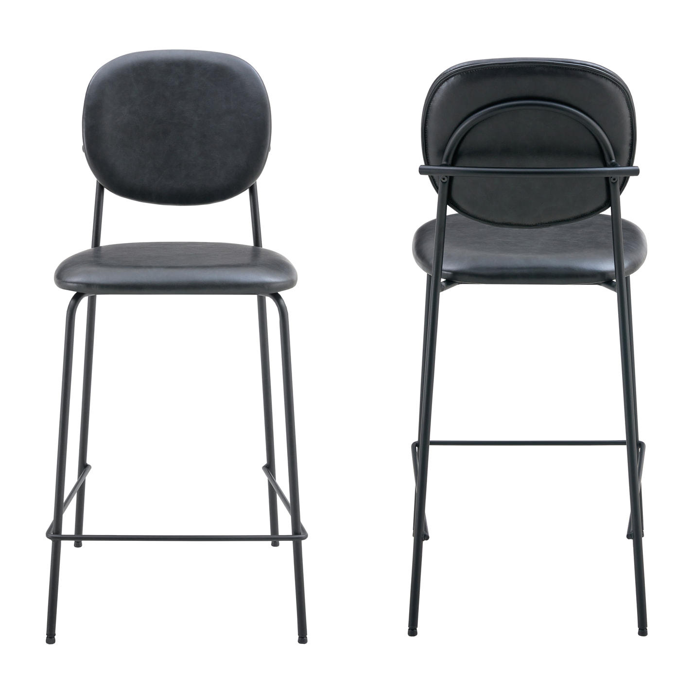 Lot de 2 tabourets de bar en simili noir EDMOND