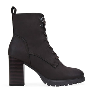 Botines de tacón marrones con cordones