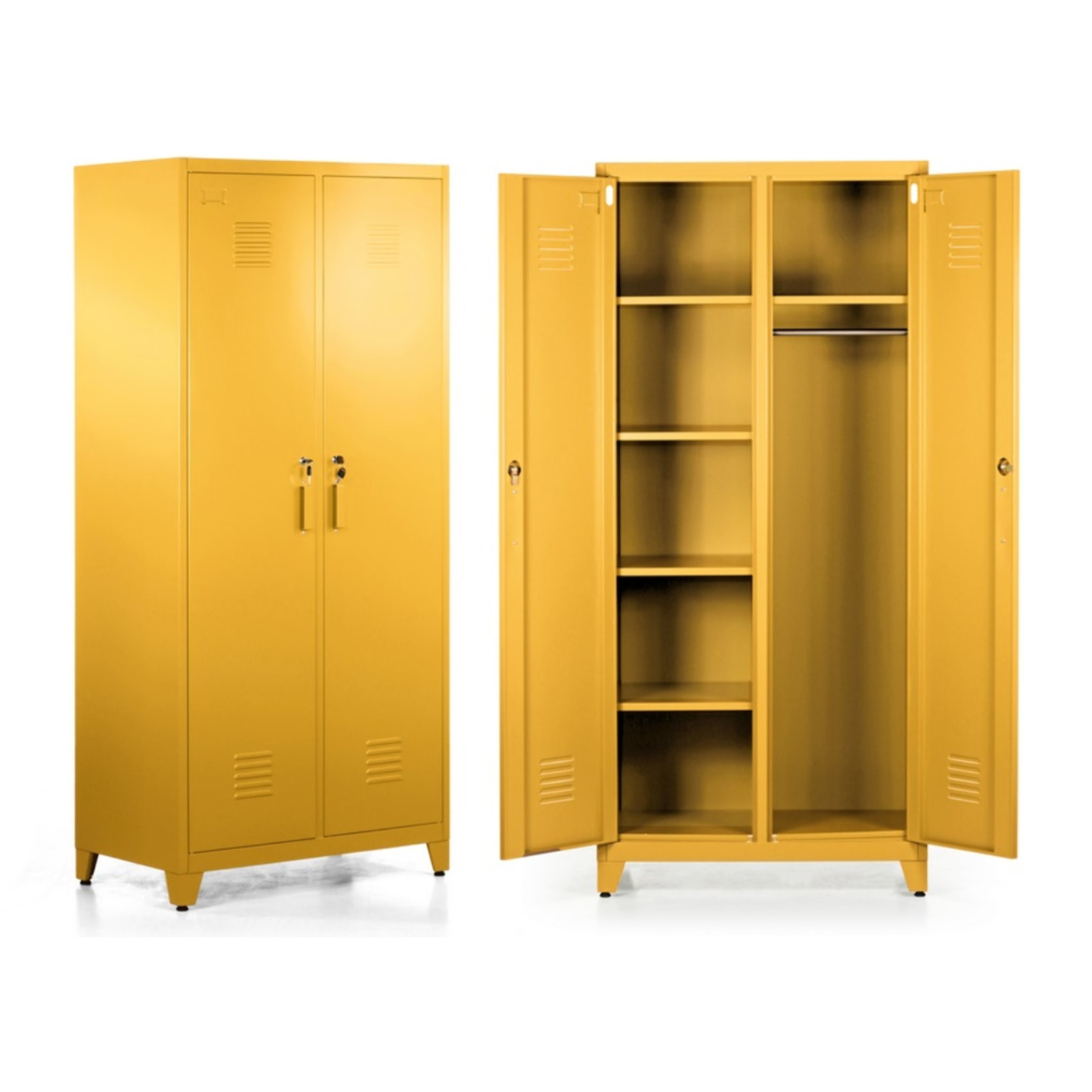 Armadio due ante in metallo 190x85x50 senape