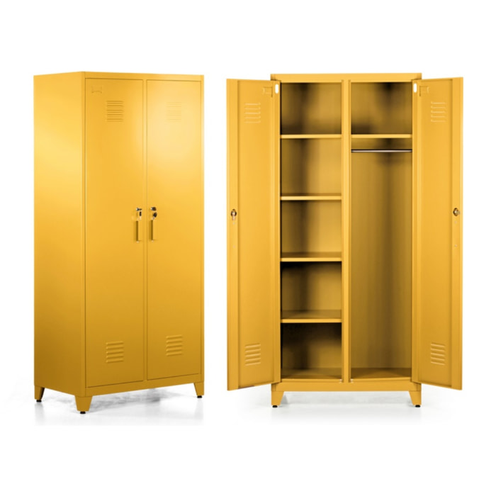 Armadio due ante in metallo 190x85x50 senape