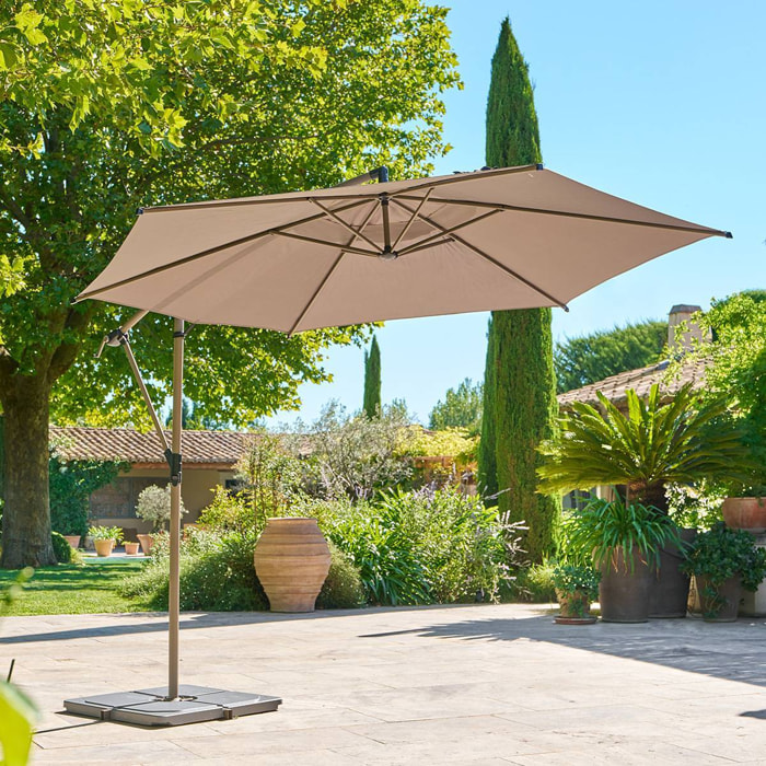 Parasol déporté rond Manoa 3m café