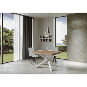 Mesa extensible 90x140/400 cm Volantis Roble Natural estructura blanco