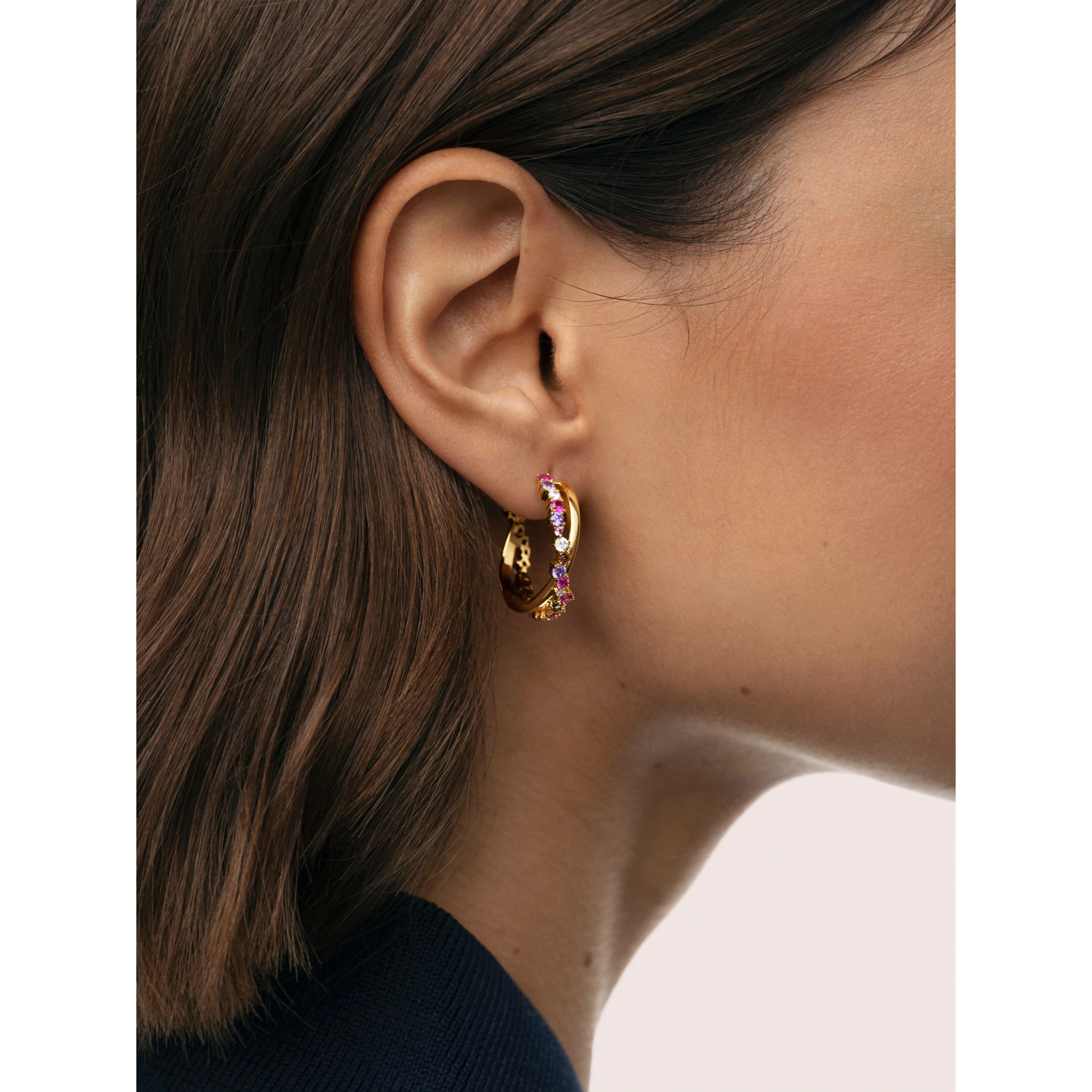 Pendientes Aro Estelar Cross Baño Oro