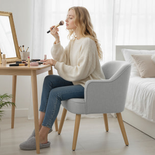 Butaca de Salón Moderna, Sillón Lectura Tapizado en Lino con Patas de Madera, Reposabrazos Acolchado Grueso y Almohadillas Ajustables para Dormitorio, Oficina, Estudio, Carga 120 kg, Gris Claro