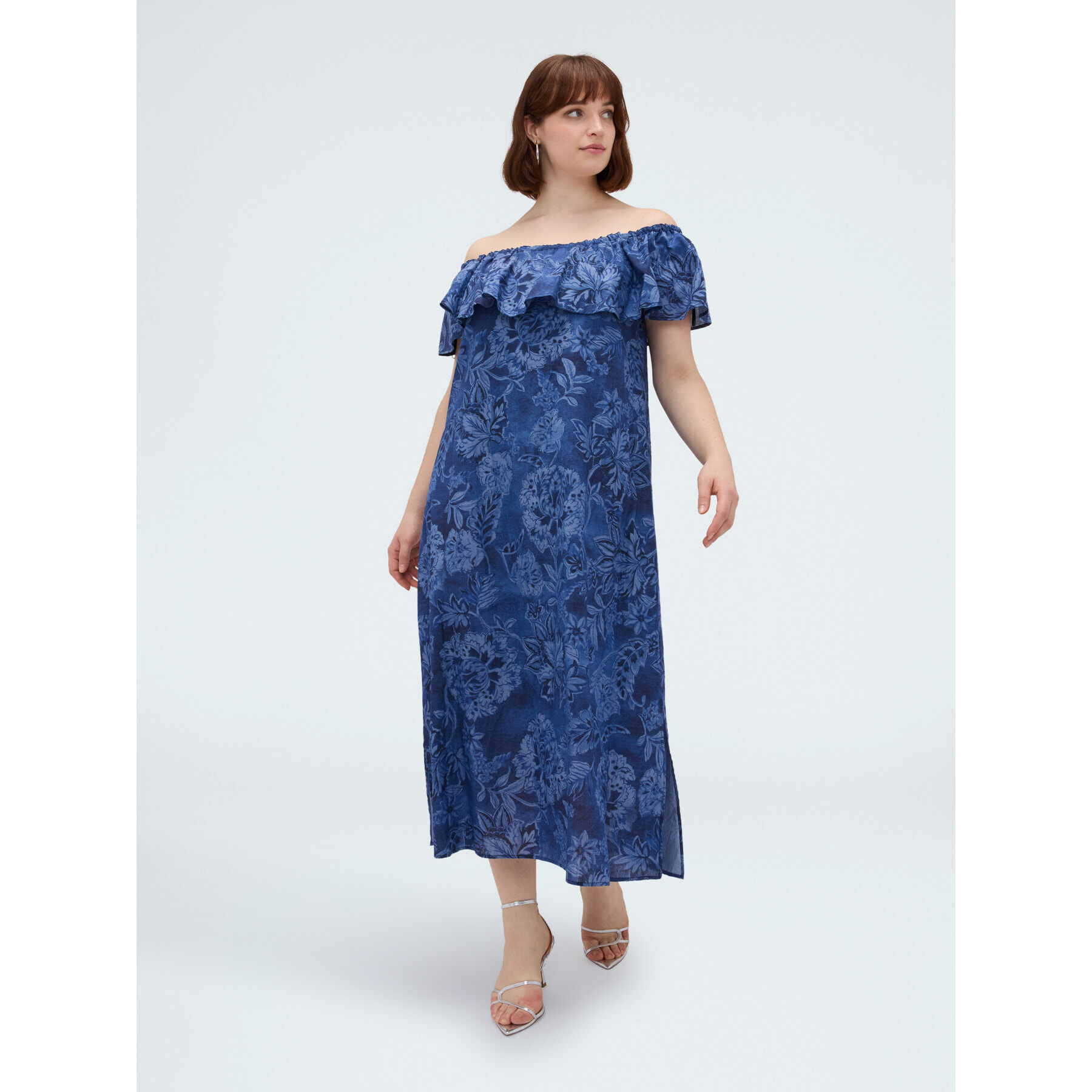 Fiorella Rubino - Vestito lungo off-shoulder - Blu