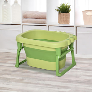 Bañera Plegable para Bebé de 0-6 Años Capacidad 105L Bañera Portátil para Niños con Patas Antideslizantes y Orificio de Drenaje Carga 50 kg 75,3x55,4x43 cm Verde